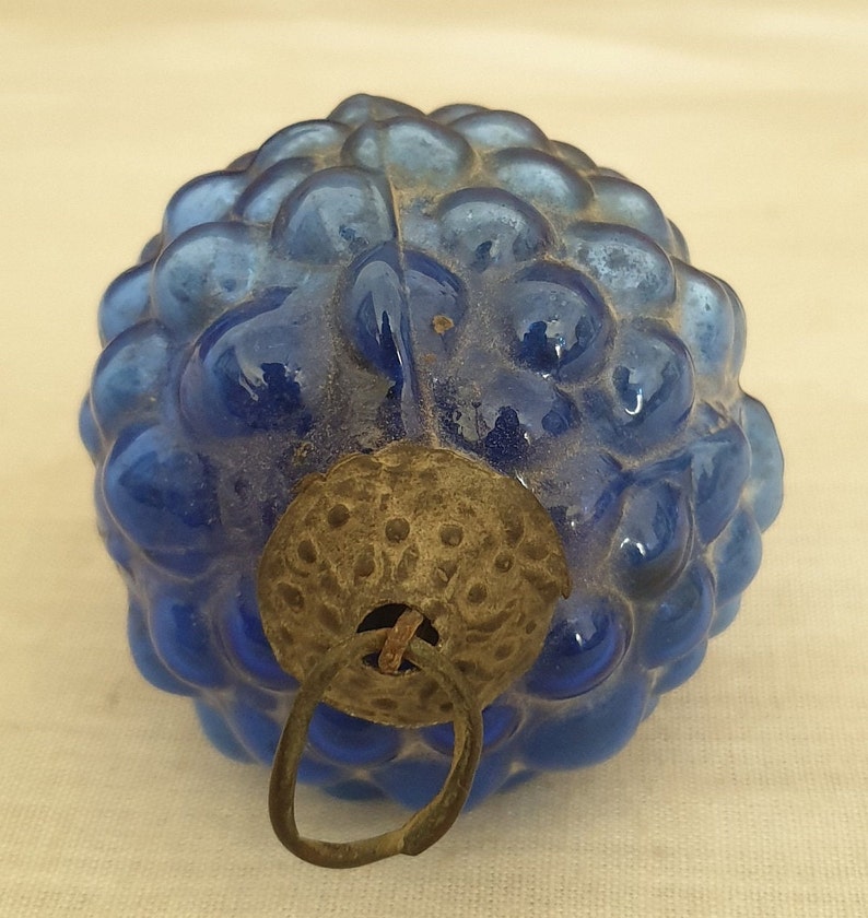 Christmas Ornament Antique Kugel Grape Shape in Blue Vintage German