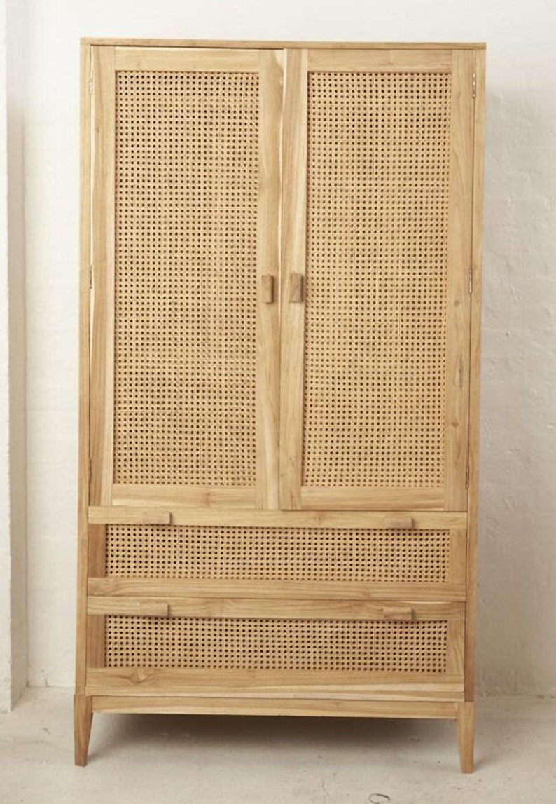 Rattan and Teak Wardrobe Cane Home Decor Wardrobe Cane Etsy