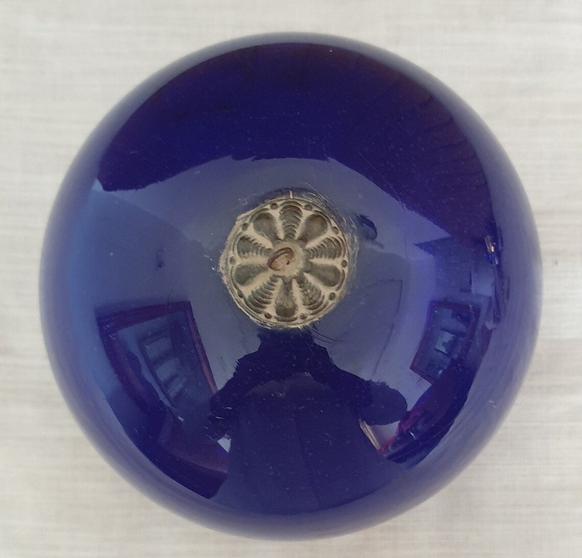 Antique Kugel Cobalt Blue Round Christmas Ornament Germany Original Old