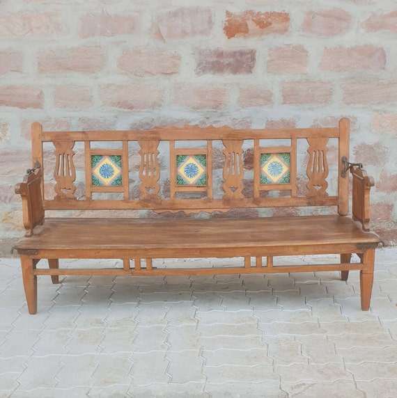 Buy Antique Teakwood Tile Bench Home Decor Bench garden Bench