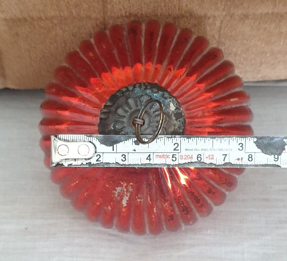 Antique Kugel Cobalt Blue Ribbed Christmas Ornament Germany Original