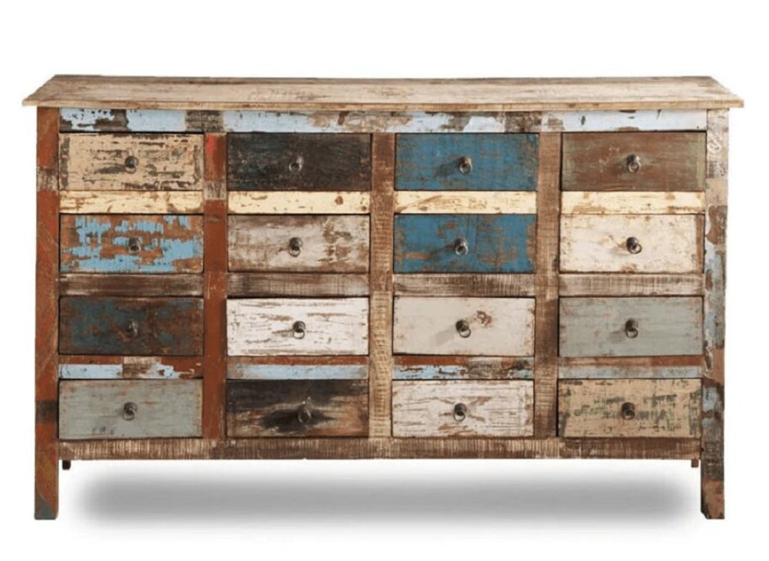 Reclaimed Wooden 16 Drawers Chest of Drawer Home Decor Sideboards Etsy