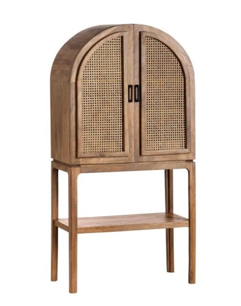 Caned on sale bar cabinet