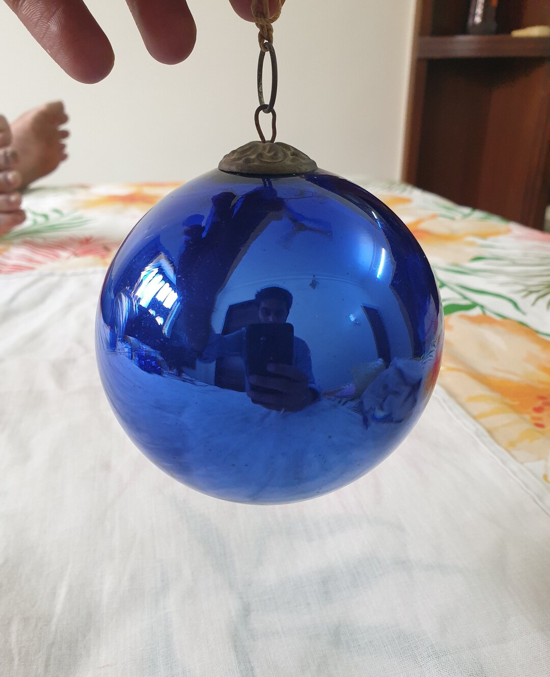Christmas Ornament Antique Kugel Cobalt/ Blue Round Christmas Ornament