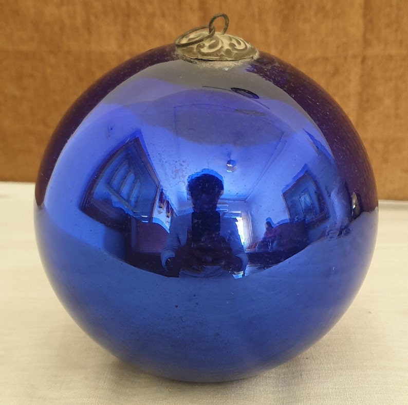 Antique Kugel Cobalt Blue Round Christmas Ornament Germany Etsy