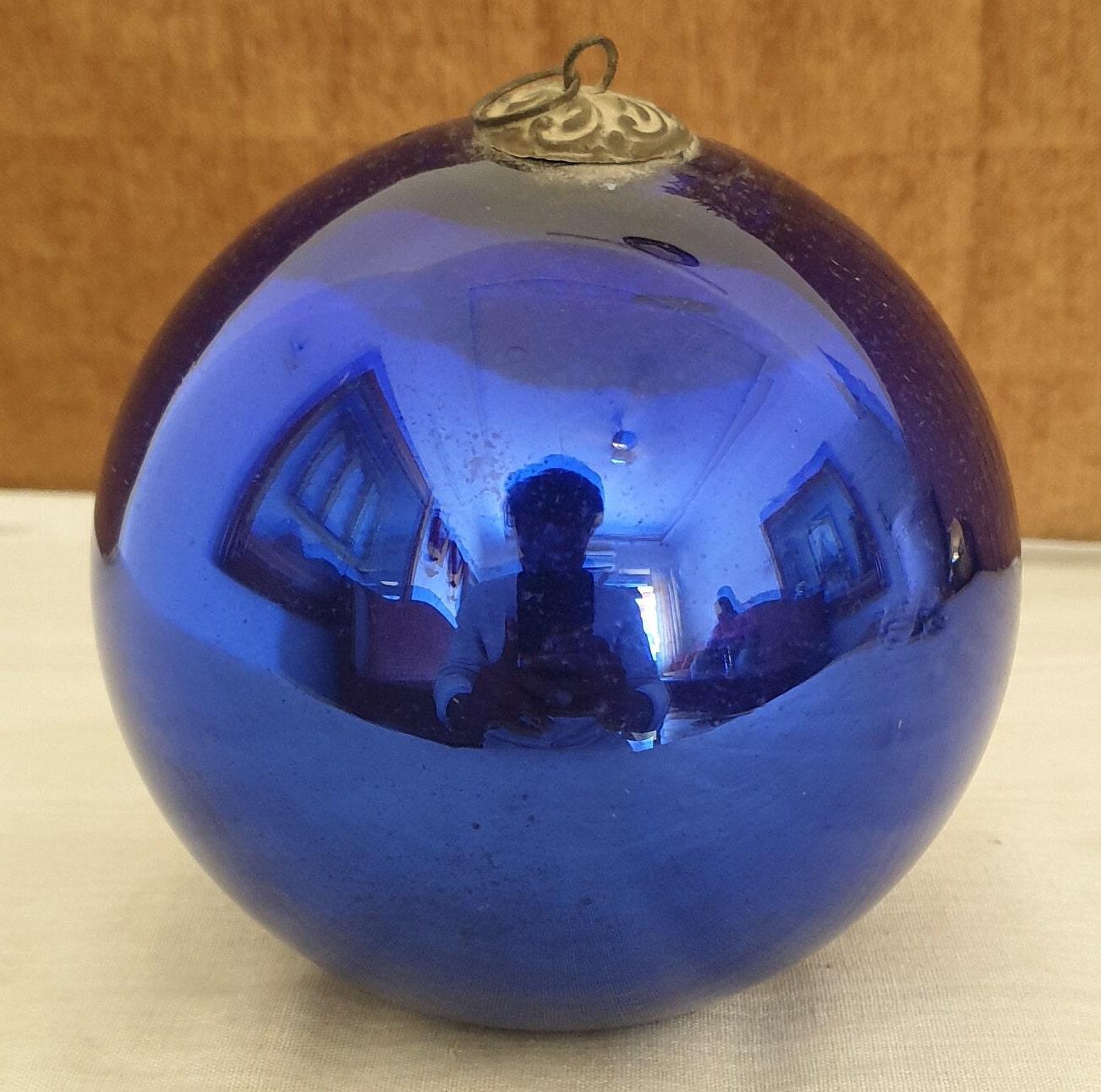 Antique Kugel Cobalt Blue Round Christmas Ornament Germany Etsy