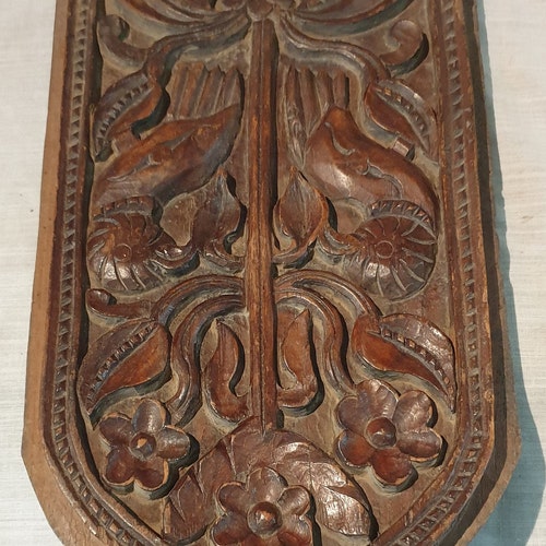 Antique Vintage Old Royal Teak Wood shops Parrot's Floral Design