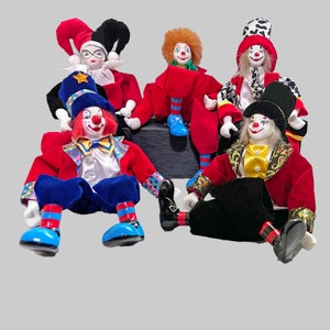 Vintage Clown Figures,Handmade Clown Toys,Unique Porcelain Clown Dolls Gift For Her