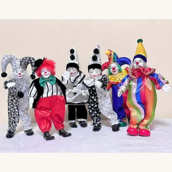 Vintage Clown Porcelain Dolls,Clown Collection Toys,Desktop Decorations