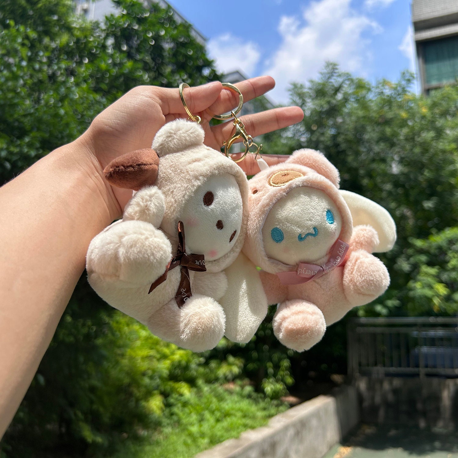 KESYOO 3 Pcs Mini Joint Teddy Bear Keychains Stuffed Animal Plush Toys  Animals Keychain Doll Bag Charm for Wedding Party Favors Decoration White  Brown