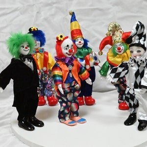 Cute Clown Porcelain Dolls,Circus Clown Collection Toys,Home Desktop Decorations