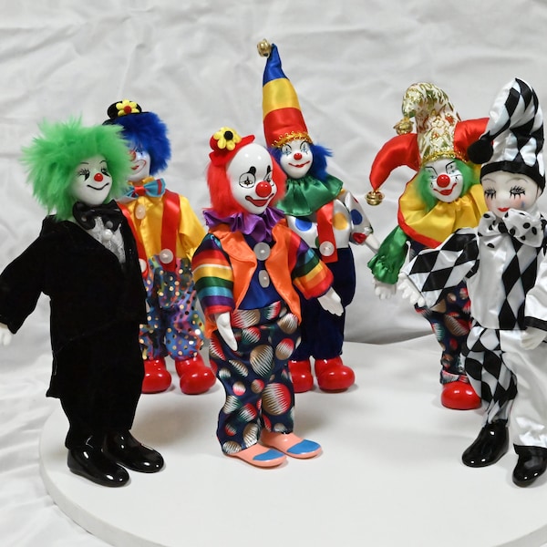 Cute Clown Porcelain Dolls,Circus Clown Collection Toys,Home Desktop Decorations