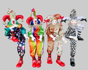 15 Inch Vintage Doll Desktop Decorations, Cute Clown Porcelain Dolls