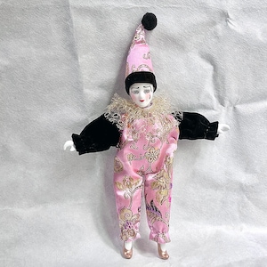 Vintage Pink Clown Doll,Handmade Clown Toys,Home Decorations