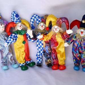 9 inch Vintage Clown Porcelain Dolls,Clown Collection Toys,Home Desktop Decorations