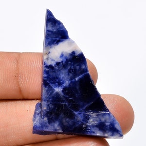 Geweldige ruwe sodalietschijf, ruwe sodalietschijf, stukjes sodaliet, ruwe sodaliet ruw, vlakke ruwe ruwe steenblauw ruwe ruwe steen 40 x 28 x 6 mm 38 kt