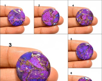 Natural Purple Turquoise Cabochon Loose Gemstone Round Shape Purple Copper Turquoise Gemstone For Making Jewelry