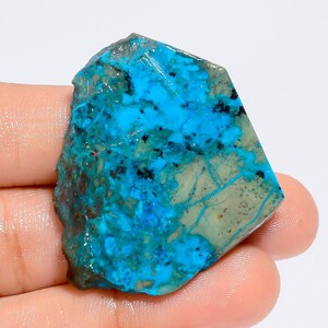Crisocolla naturale a forma di fetta grezza, pietra preziosa sciolta per la creazione di gioielli, 58 carati, 37 x 32 x 4 mm (fetta come da immagine)
