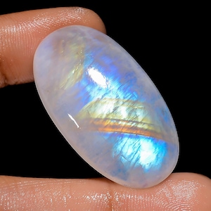 Pedra da lua natural arco-íris oval cabochão pedra preciosa solta para fazer joias 53 Ct. 38X22X8 mm (pedra como imagem)
