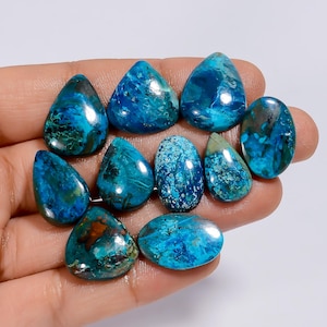 Cabochon de chrysocolle naturelle en vrac, 10 pierres précieuses pour la fabrication de bijoux, 102 carats 18 x 11 20 x 16 mm (pierre comme sur la photo)