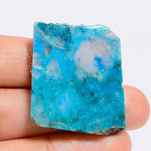 Crisocolla naturale a forma di fetta grezza, pietra preziosa sciolta per la creazione di gioielli, 58 carati, 30 x 26 x 5 mm (fetta come da immagine)