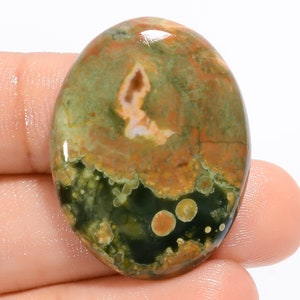 Cabochon de rhyolite naturelle, forme ovale, rhyolite en vrac, pierre précieuse, taille du cristal de rhyolite : 31 x 24 x 4 mm, poids, pierre de rhyolite de 30 carats