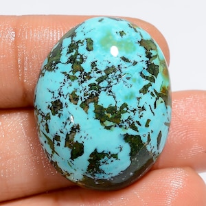 Natural Tibetan Turquoise Oval Shape Cabochon Loose Gemstone For Making Jewelry Weight 39.5 Carat Size 26X21X8 mm (Stone as picture )