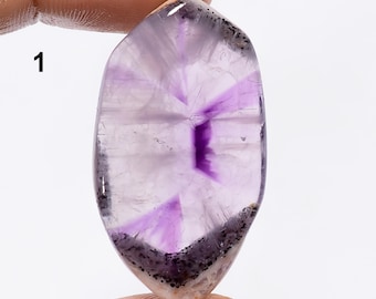 Amatista natural rebanada, amatista trapezoidal pulida de doble cara, piedra preciosa de amatista, cristal de amatista, cabujón de amatista estrella