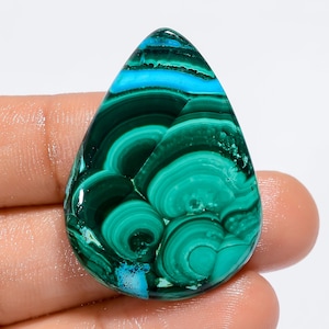 Cabochão de crisocola natural malaquita em forma de gota, pedra preciosa solta para fazer joias 35X25X5 mm (como na imagem)