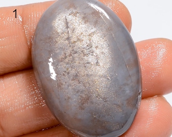 Cabujón de cristal de piedra lunar gris natural: piedra curativa africana