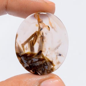 Agate naturelle en forme de bâton, cabochon de forme ovale, pierre précieuse en vrac pour la fabrication de bijoux, 24 carats 29 x 25 x 2 mm (pierre comme sur la photo)