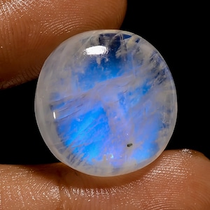 Pietra di luna arcobaleno naturale, forma rotonda, cabochon, pietra preziosa sfusa per la creazione di gioielli, 31 carati, 20 x 20 x 8 mm (pietra come da immagine).