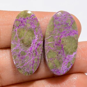 Natürliche Stichtiten Cabochon Oval Lila Stichtiten Kristall Paar Flache Rückseite Lila Paar Stein 26X14X4 mmm Größe 25 Karat-Paar