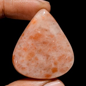 Pietra solare naturale, pietra preziosa a forma di goccia, pietra arancione, cristallo di pietra solare, dimensioni 35 x 31 x 6 mm, cristallo di pietra solare da 65 carati