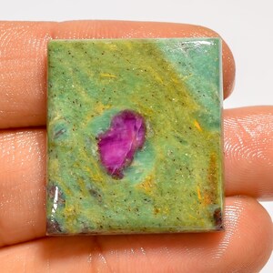 Naturlig Rubin Fuchsit Rektangulär Cabochon Lös Ädelsten För Smyckestillverkning 43 Ct. 26X25X5 mm
