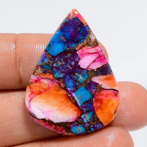 Cabochon naturale a forma di pera turchese ostrica sciolto per la creazione di gioielli, peso 30 carati, dimensioni 32X24X3 mm (pietra come da foto)