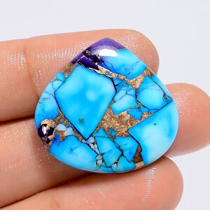 Cabochon a forma di cuore in turchese viola naturale, pietra preziosa sfusa per la creazione di gioielli, 31 carati, 24 x 26 x 4 mm (pietra come da immagine).