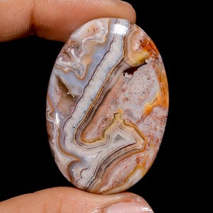 Natürlicher Crazy Lace Achat Oval Form Cabochon Lose Edelstein für die Herstellung von Schmuck 65 Ct. 39X27X5 mm (Stein wie Abbildung)
