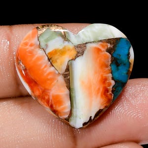 Cabochon naturale a forma di cuore di turchese ostrica, pietra preziosa sciolta per la creazione di gioielli, 19 carati, 22 x 24 x 4 mm (pietra come da foto)