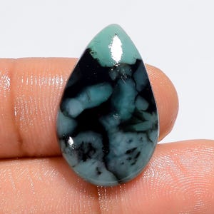 Smeraldo naturale a forma di pera, pietra preziosa sciolta cabochon per la creazione di gioielli, 12 carati, 23 x 14 x 3 mm (pietra come da foto)