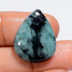 Smeraldo naturale a forma di pera, pietra preziosa sciolta cabochon per la creazione di gioielli, 16 carati, 22 x 17 x 4 mm (pietra come da foto)