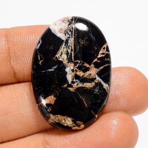 Cabochon ovale in turchese naturale di rame nero, pietra preziosa sfusa per la creazione di gioielli, 30 ct, 30 x 21 x 5 mm (come da foto).