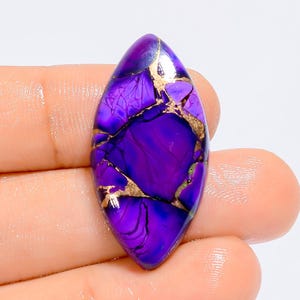 Cabochão turquesa de cobre roxo natural em formato de marquise, pedra preciosa para fazer joias, 23 ct, 33 x 17 x 5 mm (pedra conforme a imagem)