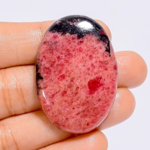 Pietra preziosa sciolta cabochon ovale di rodonite naturale per la creazione di gioielli, 93 carati, 41 x 28 x 5 mm (rodonite come da immagine).
