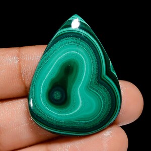 Pietra preziosa sciolta cabochon a forma di pera in malachite naturale per la creazione di gioielli, 58 carati, 36 x 27 x 4 mm (malachite come da foto)