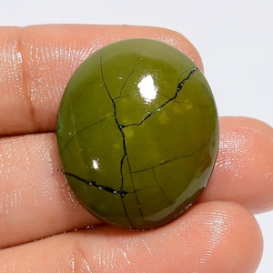 Pietra preziosa cabochon ovale naturale di turchese tibetano per la creazione di gioielli, 27 carati, 25 x 21 x 7 mm (pietra come da foto).