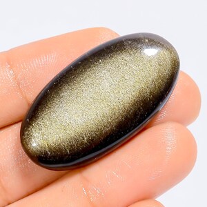 Ossidiana naturale dorata lucida, forma ovale, cabochon, pietra preziosa sfusa per la creazione di gioielli, 37 carati, 37 x 19 x 6 mm (pietra come da immagine).