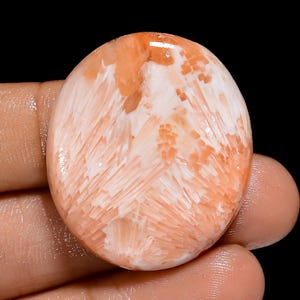 Cabochão oval natural de escolecita rosa, pedra preciosa solta para fazer joias 46 Ct. 32X27X6 mm (pedra como na imagem)