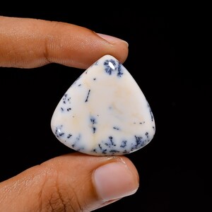Dendrite naturale, opale cabochon a forma di goccia, dendrite opale bianco, cristallo, dimensioni 30 x 31 x 5 mm, pietra dendrite 30 carati (dendrite come immagine