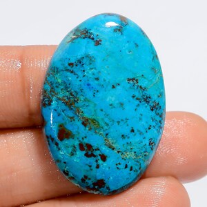 Cabochon naturel de forme ovale en chrysocolle, pierre précieuse en vrac pour la fabrication de bijoux, poids 38 carats, taille 31 x 21 x 5 mm (pierre comme sur l'image)